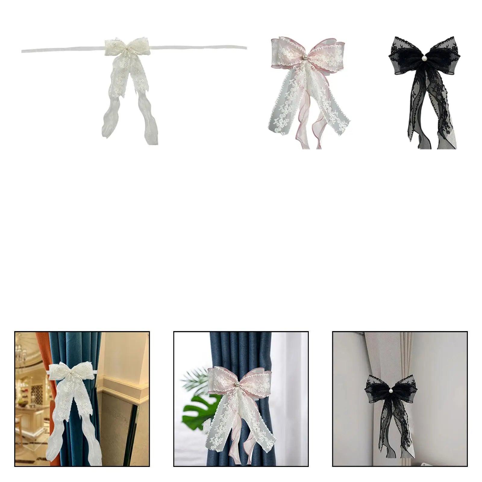 Curtain Holdback Fashion Easy Installation Window Drapery Holder Fastener Decorative Curtain Tieback Lace Bow Knot Ornament Zpaxo