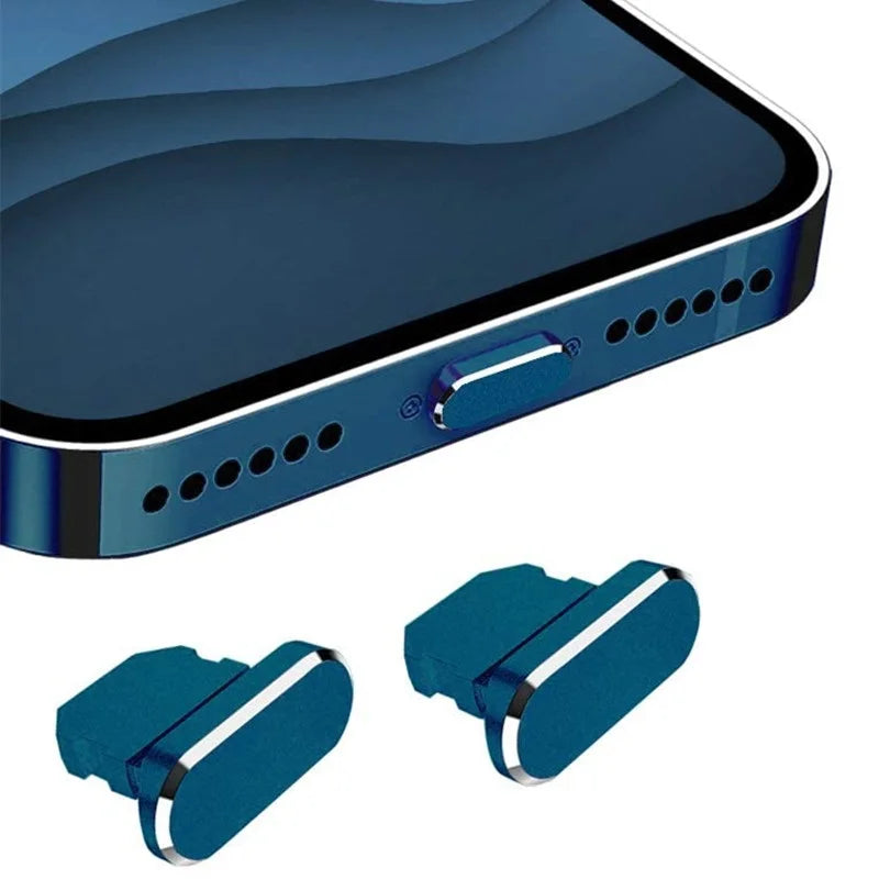 2-10PCS Aluminum Alloy Anti Dust Plug for IPhone 14 13 12 11 Pro Max 8 Plus IPad AirPods Apple Series Lightning 8-pin Port Cover Zpaxo Blue 6PCS