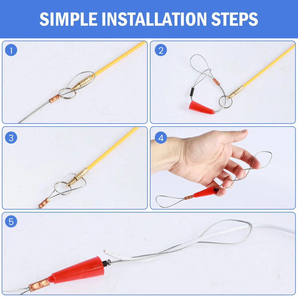 21PCS 43CM Fiberglass Wire Cable Push Puller Service Tools Accessories Hook Rods Wall Electrical Wires for Ceiling Fan Sockets Zpaxo
