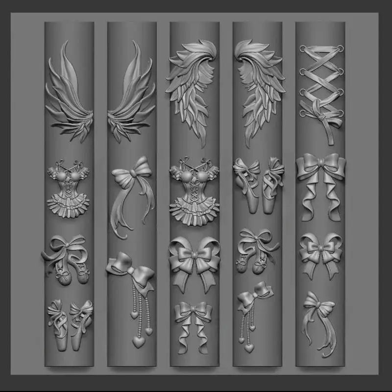 3D Silicone Mold Nail Art Design Relief Bow Strawberry Baroque Zpaxo A8