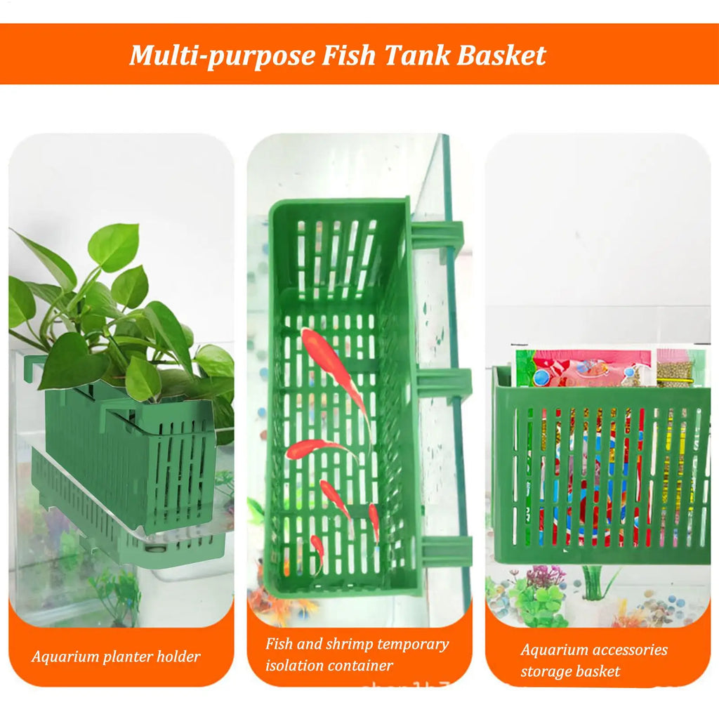 Aquarium Plant Stand Adsorbable Hydroponic Plant Storage Plastic Aquarium Square Hollow Storage Basket Fish Tank Decorations Zpaxo