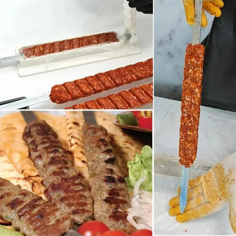 Single Row Kebab Maker Bbq Meat Skewer Machine Press Reusable Plastic