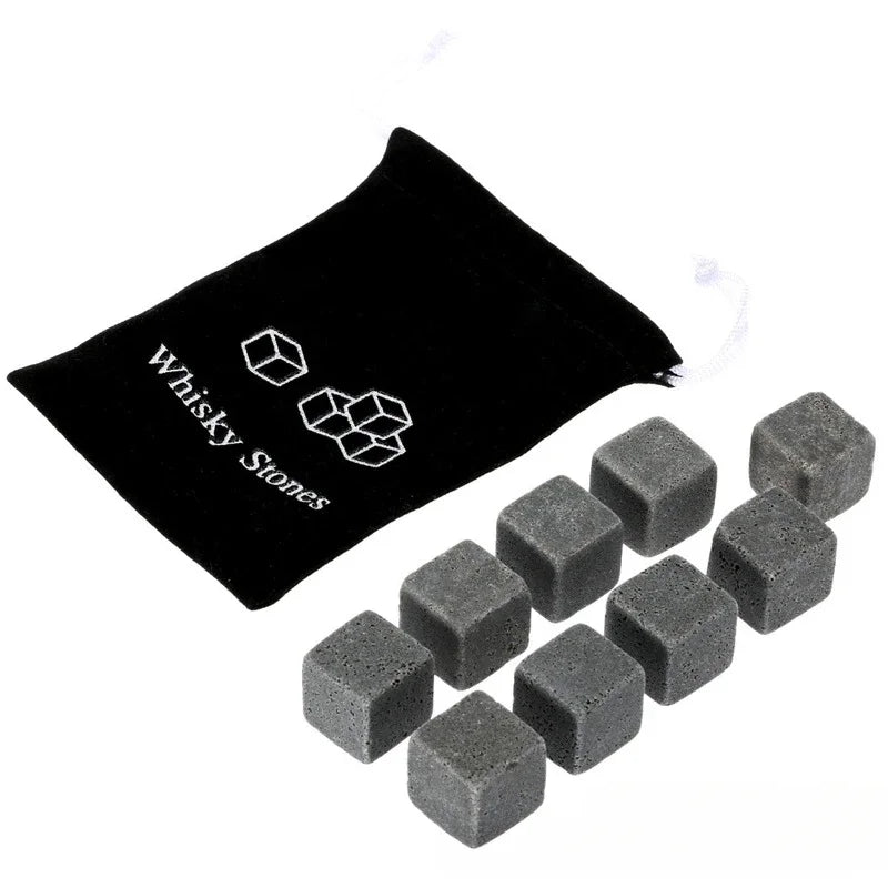 Natural Granite Whiskey Stones 9-Pack – No-Dilution Drink Chillers