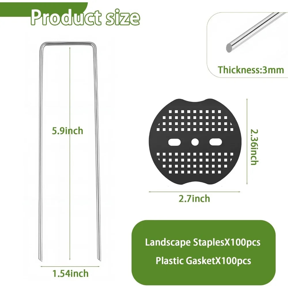 U-Shaped Garden Ground Pegs & Washers – 100 or 200 Pack