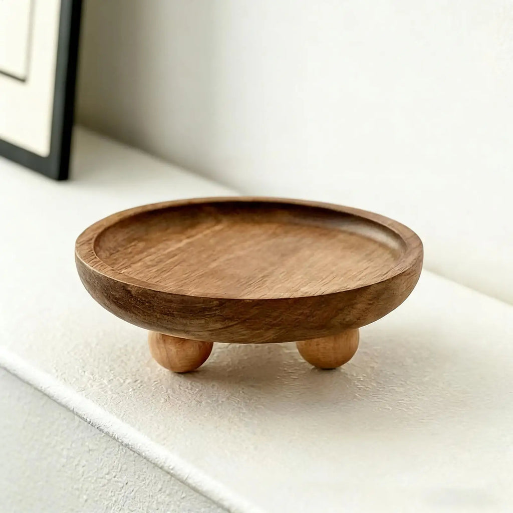 Mini Wooden Decorative Round Tray – Jewelry, Vanity & Kitchen Decorative Storage Tray Zpaxo