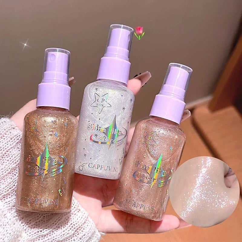 Pearlescent Glitter Spray Shimmer Oil Lasting Shine Champagne Contour