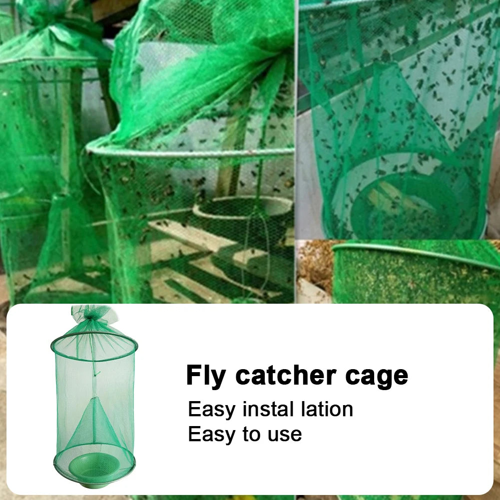 Hanging Flies Net Traps Reusable Folding Flies Flytrap Cages Practical Traps Control Tool for Courtyard Garden Zpaxo
