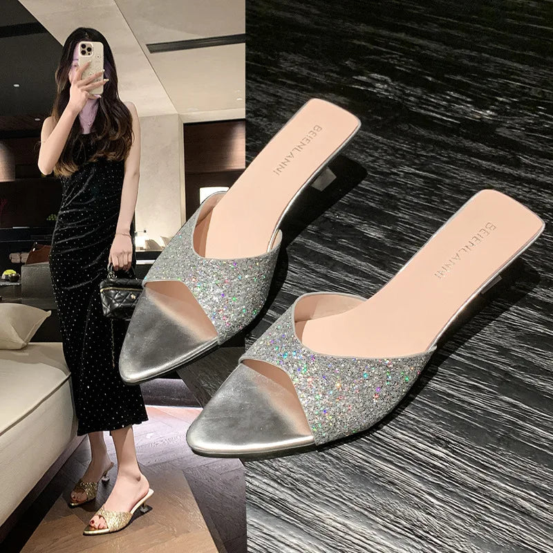 Sandals Women's Summer Outfit 2025 Stiletto Heel Pointed Heels Open