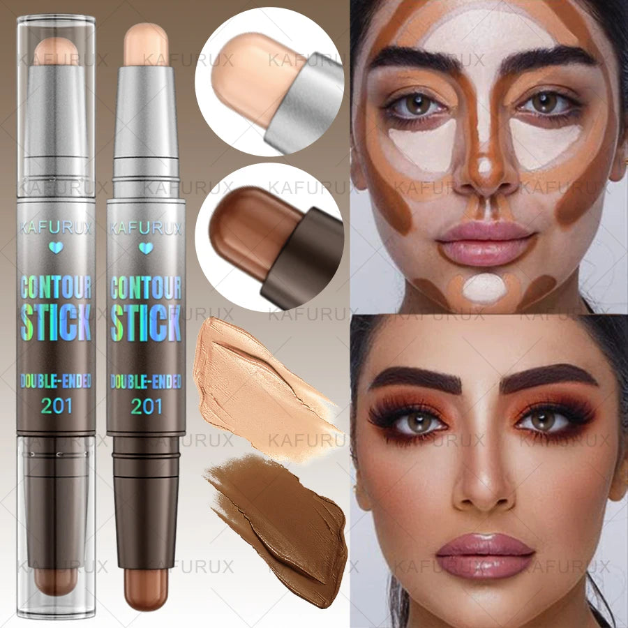 Dual-ended Contour Stick Facial Foundation Concealer Waterproof Dark