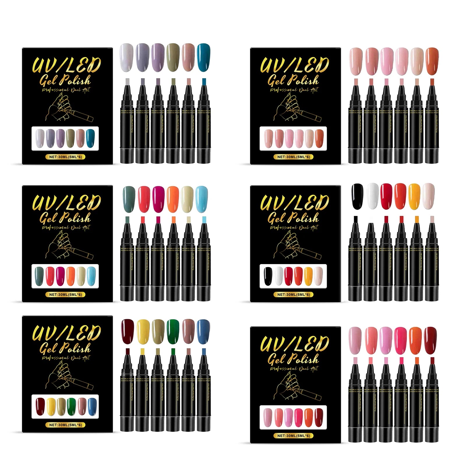 6-Color DIY Gel Nail Art Pen Set – High Pigment & Waterproof Gel Nail Art Pen Zpaxo