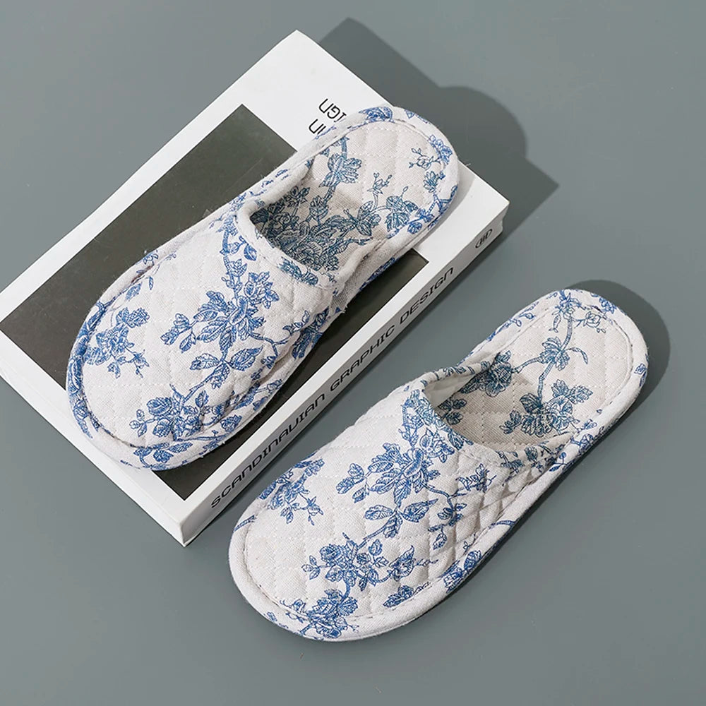 Home Indoor Slippers Soft Bottom Antislip Women Fashion Cotton Floral