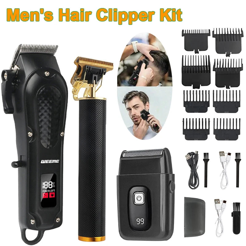 XMSJ T9 Vintage Men's Rechargeable Hair Clipper & Beard Trimmer Hair Clipper Kit Zpaxo