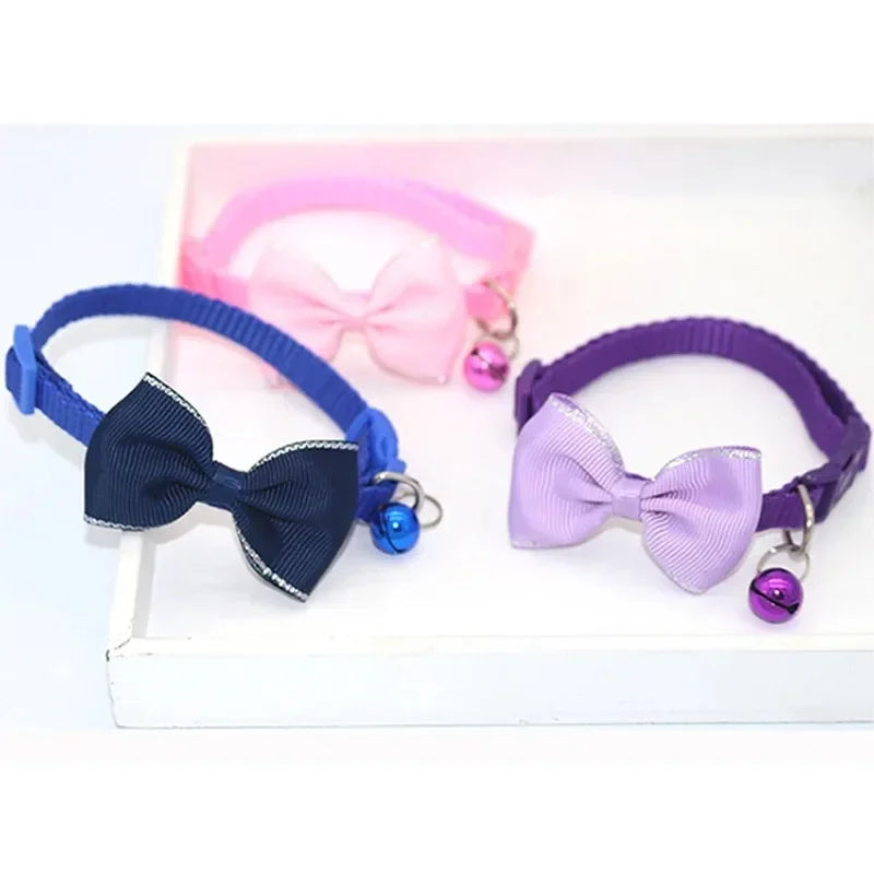 Cute Cat Bow Bell Collar – Adjustable Multicolor Pet Collar