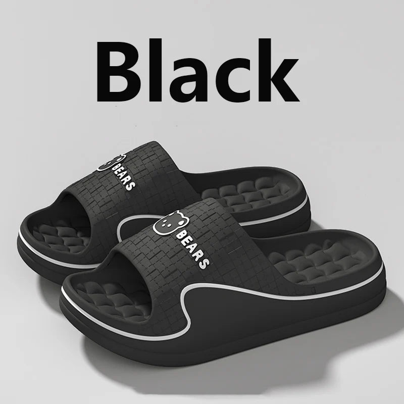 Women's Home Slippers Cute Cartoon EVA Indoor Bathroom Sandals Soft Zpaxo black 36-37