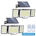 366 LED Solar Motion Sensor Security Outdoor Lights 3 Heads Solar Garden Lights Flood Lights Powered Wall Light Waterproof Front Zpaxo 366 led 2pc