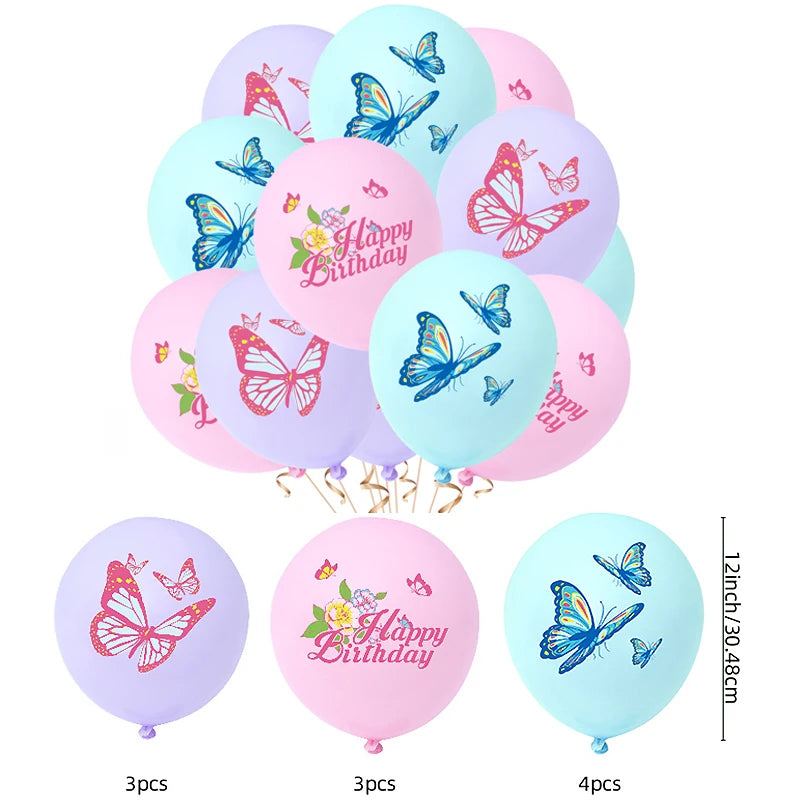 Butterfly Theme Latex Balloon Happy Birthday Pattern Printed Balloons