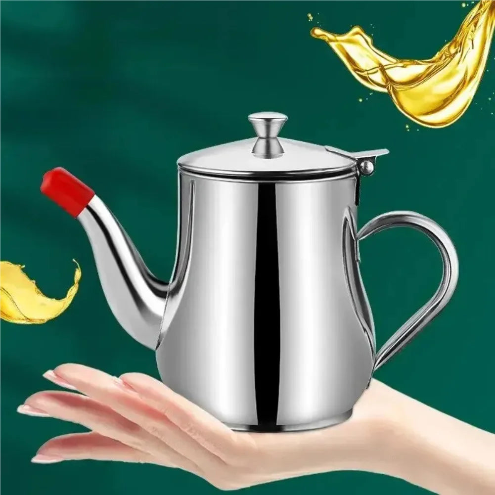 1Pc Household Stainless Steel Oil Pot with Filter Oil Filter Pot Stainless Steel Cooking Oil Storage Pot Kitchen Gadget Zpaxo