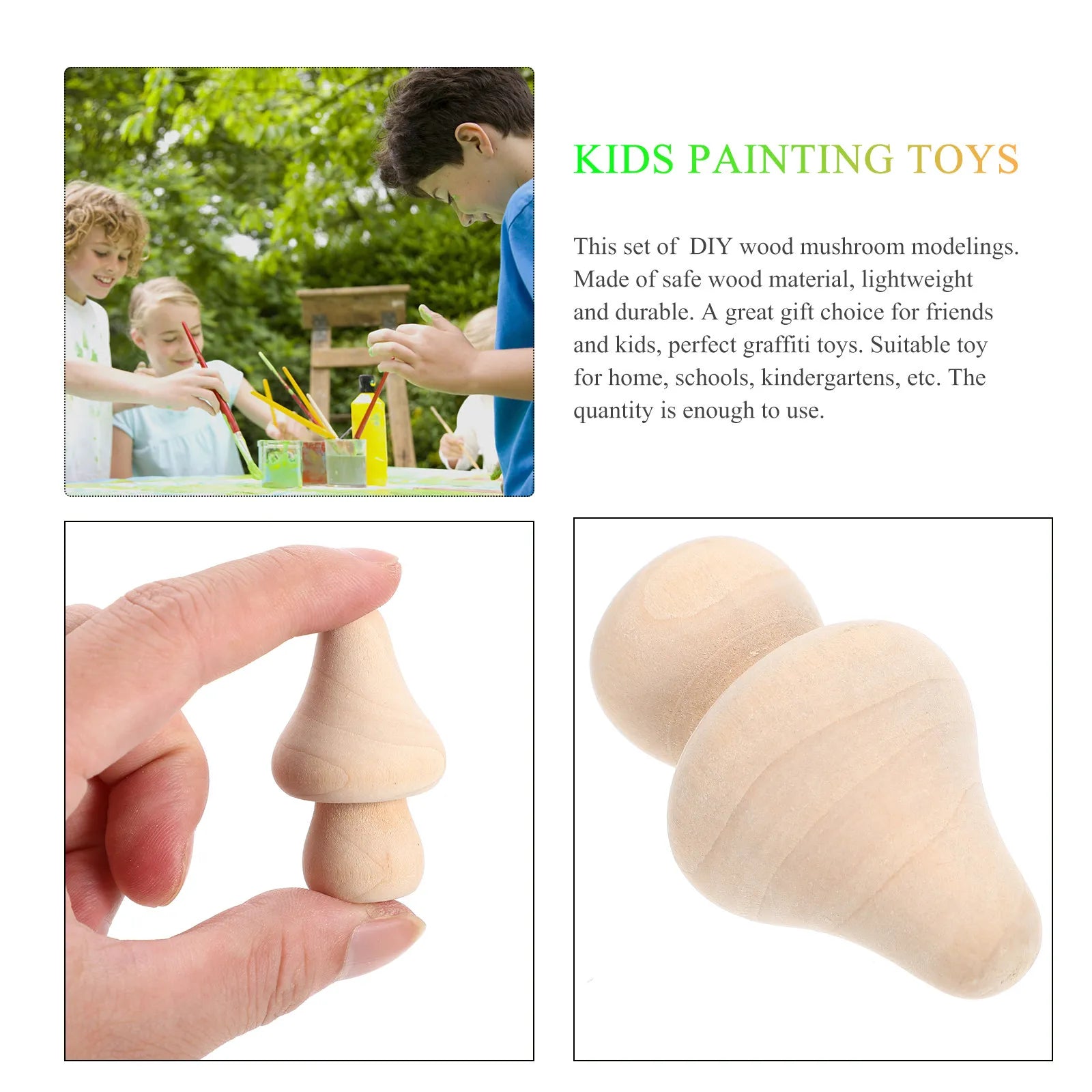 Mini Wooden Mushroom Models Unfinished DIY Blank Graffiti Adorn Home