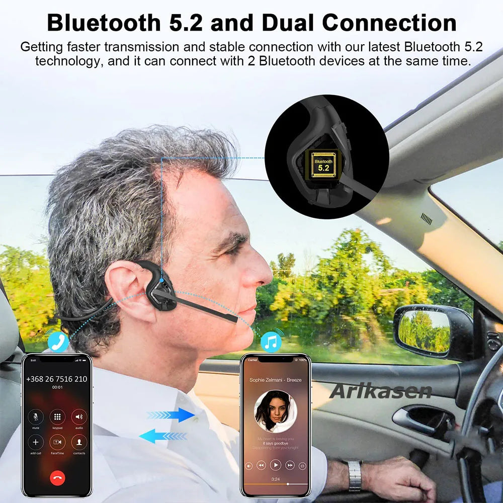 Bluetooth Headsets Microphone Open Ear Headphones Wireless Noise