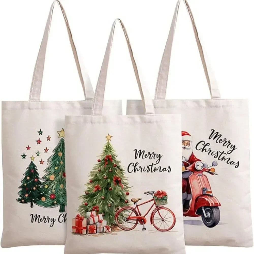 2025 New Christmas Canvas Tote Bag, Cute Snowman Pattern, Christmas Collection Bag, Home Storage Bags Zpaxo