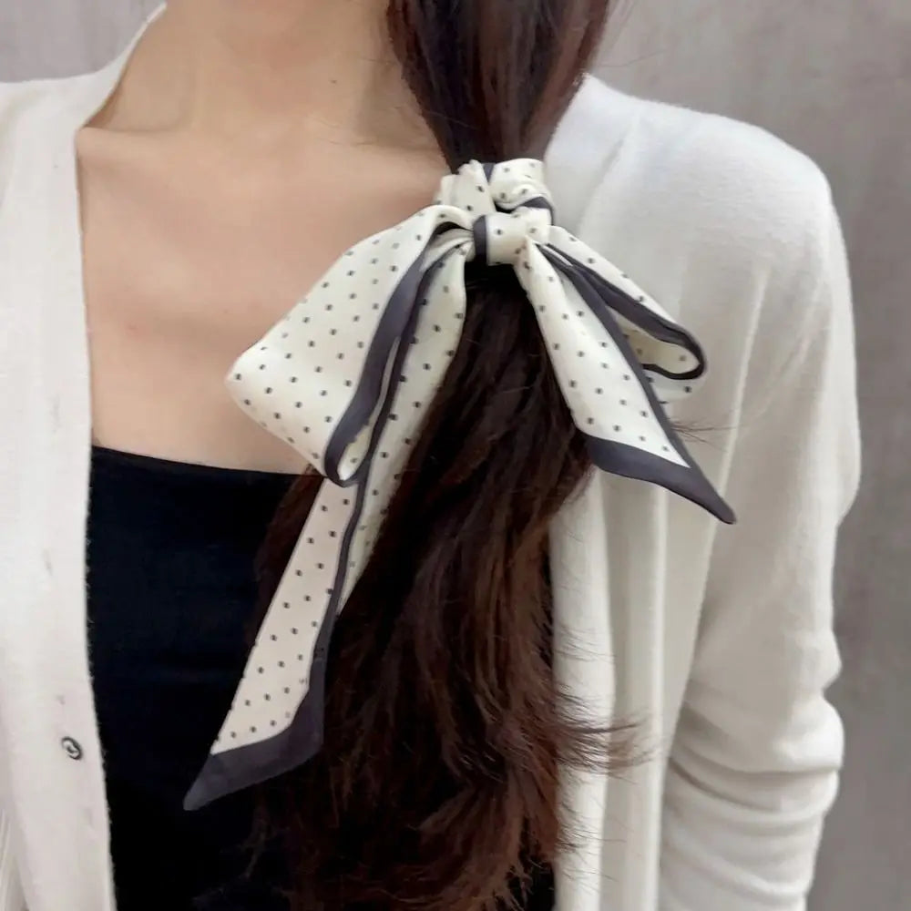 Fashion Polka Dot Narrow Edge Silk Scarf Luxury Korean Style Neck Strap Multifunctional Versatile Hair Band Clothing Accessories Zpaxo