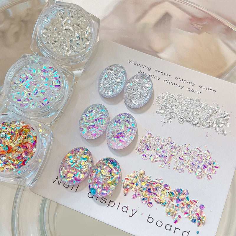 1/3Jar Super Sparkle Colorful Nail Glitter Flakes 3D Chasing Light Irregular Sequins Powder Decor Shiny Manicure DIY Materials Zpaxo