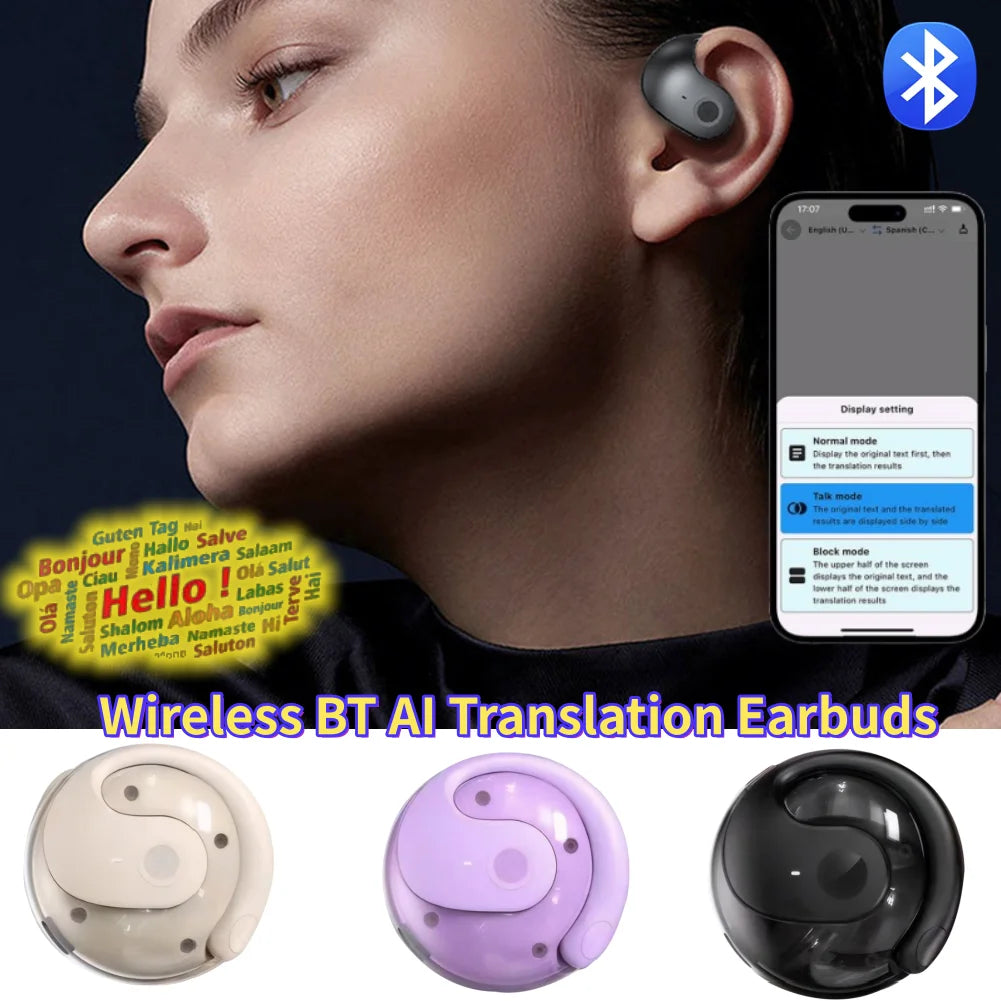 Wireless BT AI Translation Earbuds 99 Accuracy 144 Languages