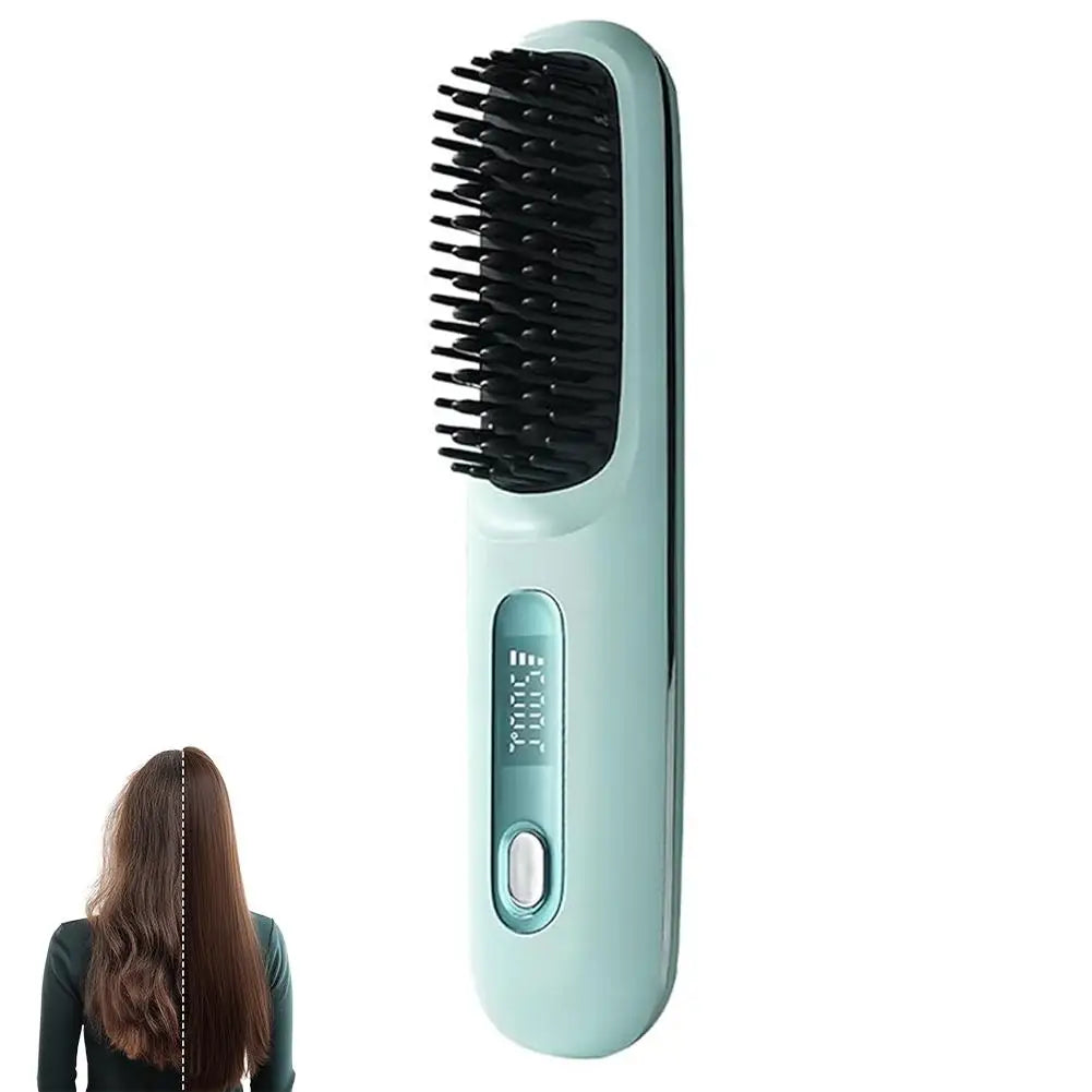 Cordless Hair Straightener Brush – Negative Ion USB Rechargeable Hair Straightener Brush Zpaxo blue