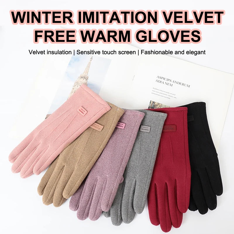Touch Screen Compatible Suede Winter Gloves Men Women Thick Plush Zpaxo