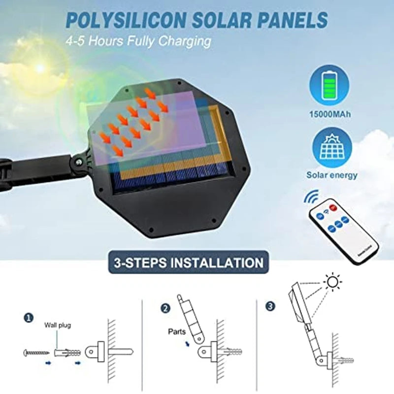 Solar Sensor Street Lights Remote Control Outdoor Waterproof Zpaxo