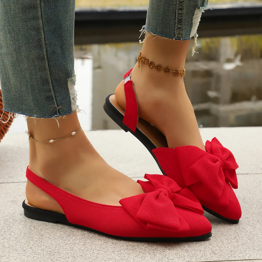 Women Sandals Butterfly-knot Closed Toe Fashion Shoes Slip-on Zpaxo