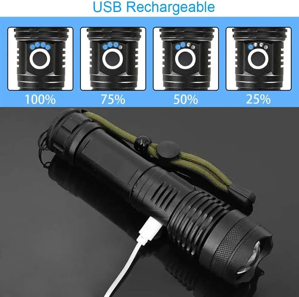P50 LED Tactical Flashlight | Rechargeable Zoomable Torch