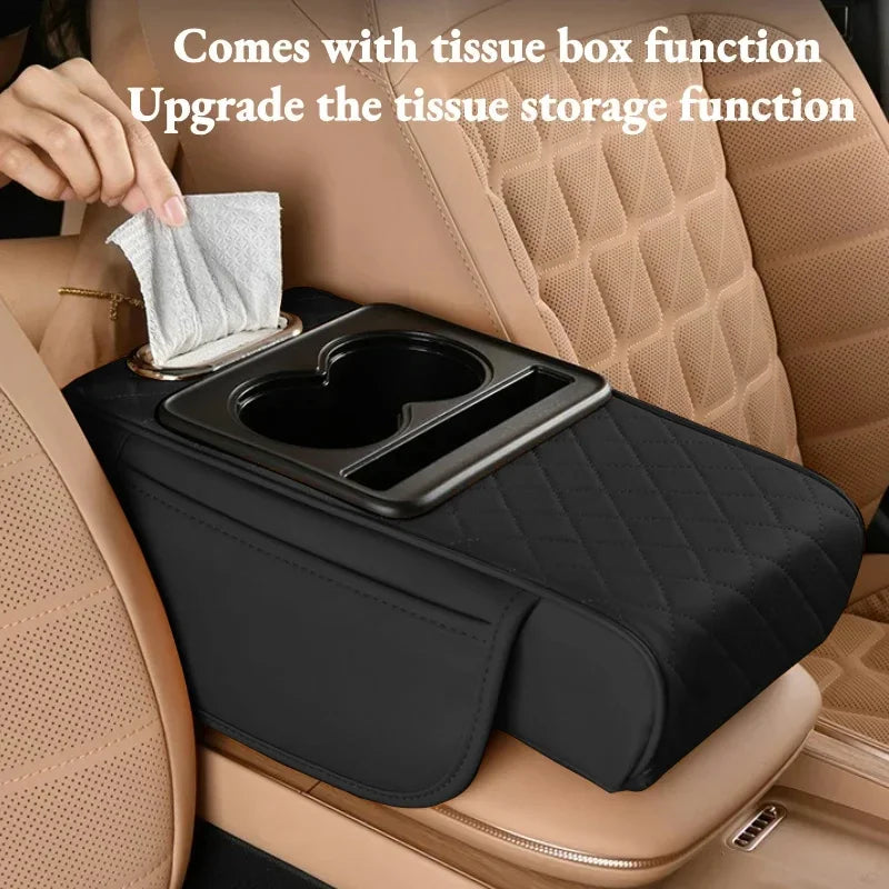 Auto Center Console Armrest Cushion 2 Cup Holders Heightening Pad Zpaxo