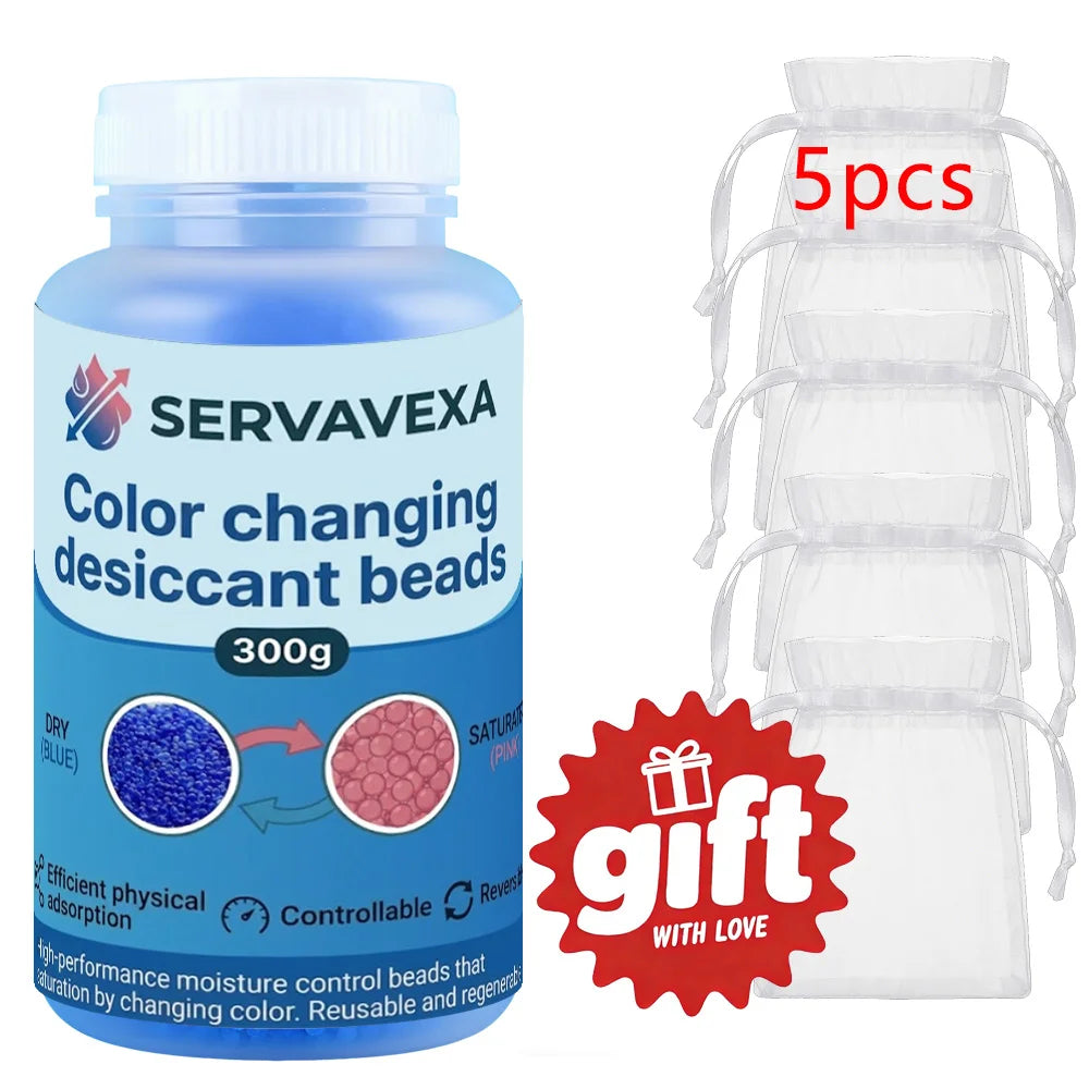 300g Indicating Silica Gel Beads Color-Changing Desiccant Moisture Absorber Reusable Dehumidifier with 5 Free Gift Bags Zpaxo Blue 10.58OZ