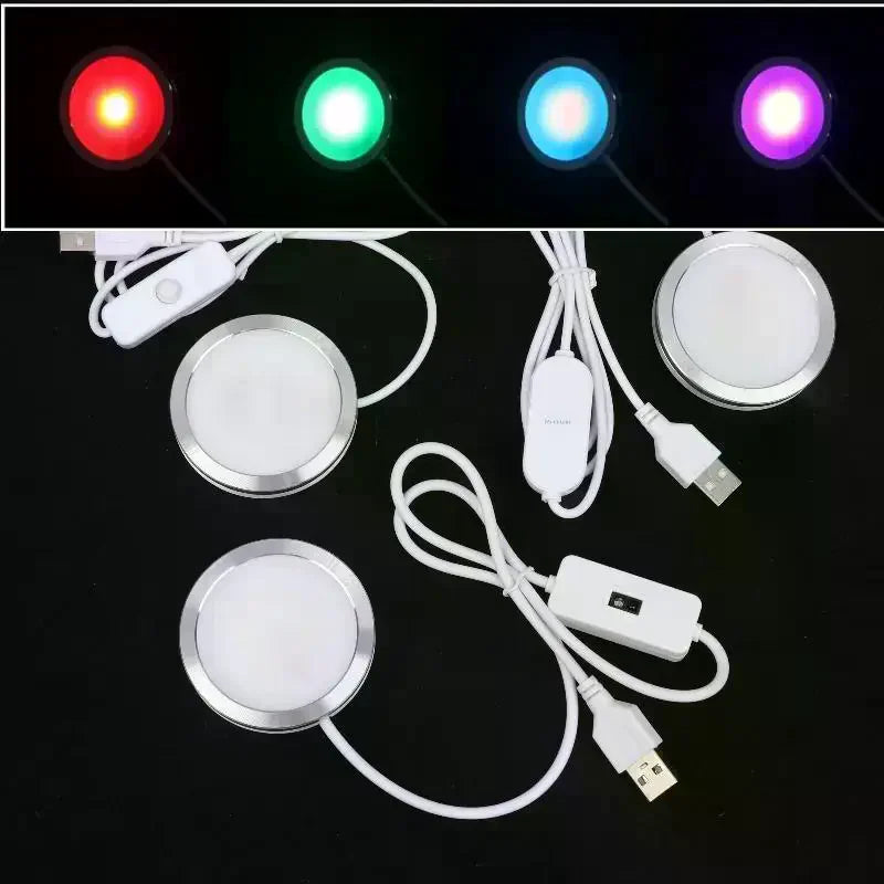 Bamboo Led Light Parts DIY Model Warm White Multicoour USB Round Zpaxo