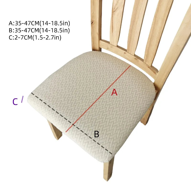 All-season Solid Chair Cushion Cover Thick Elastic Jacquard Slipcover