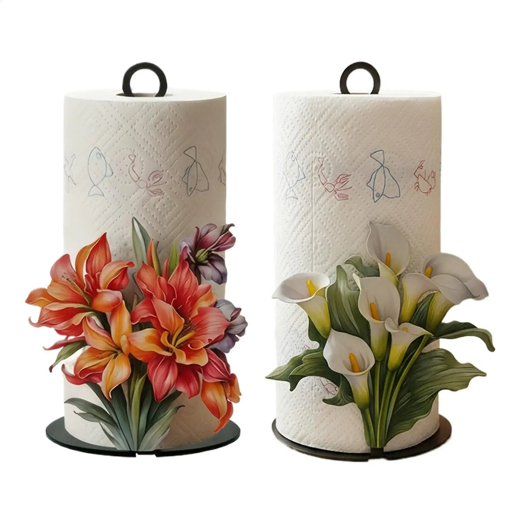 Paper Towel Holder Counter Tissue Roll Storage Rack Kitchen 2D Flower