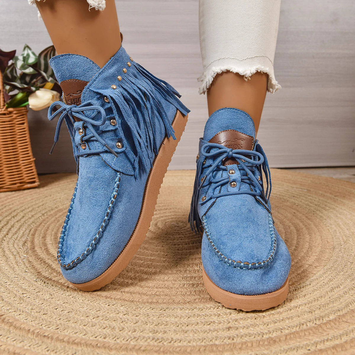 2025 New Women Ankle Boots Round Toe Snow Boots Ladies Retro Outdoor Casual Shoes Fringe Winter Comfortable Luxury Women Shoes Zpaxo