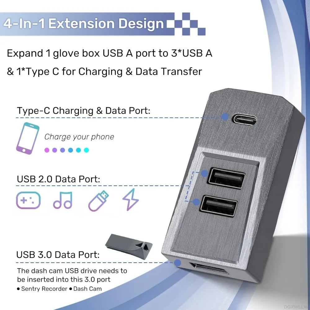 Tesla Model Y Juniper & Model 3 Highland Glovebox USB Hub