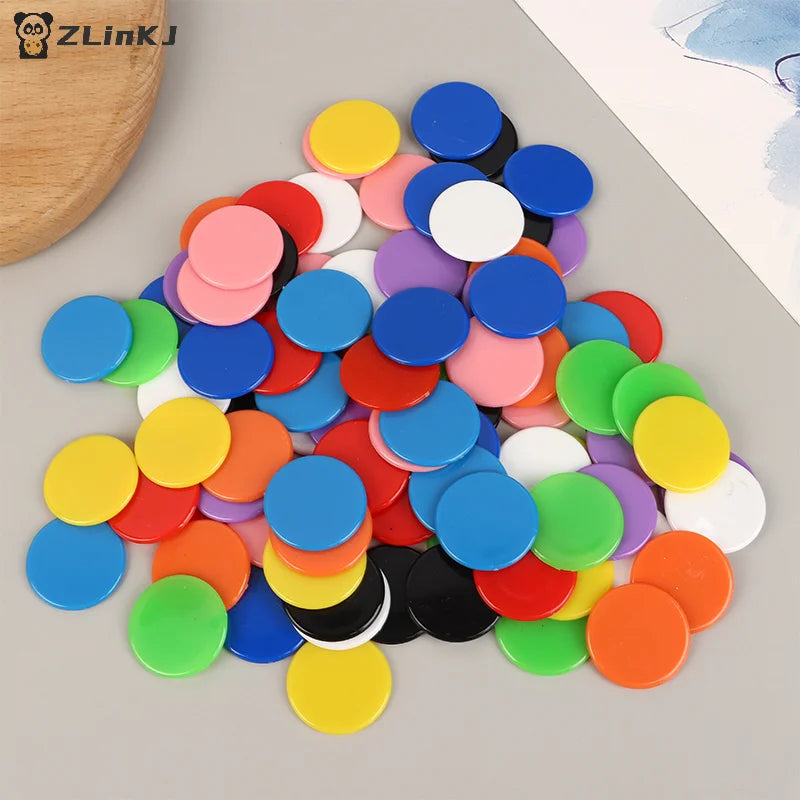100Pcs/pack 25MM Plastic Montessori Learning Education Math Toy Plastic Poker Chips Bingo Chip Markers Token Zpaxo