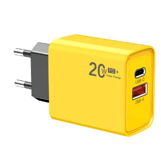 20W USB-C PD Fast Charger – iPhone 15, Samsung S24 & More USB-C Wall Charger Zpaxo Yellow EU