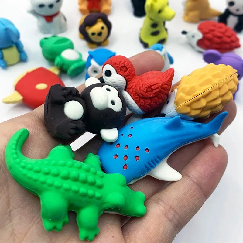 Animal Puzzle Pencil Erasers 12 Take Apart Desk Pets Toys Perfect