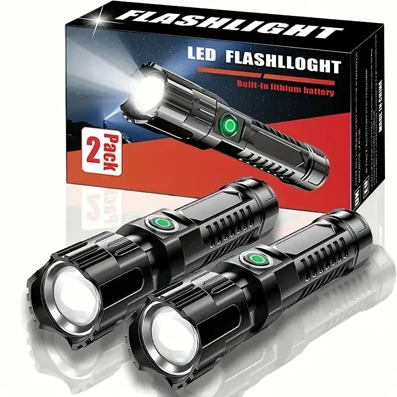 Zoomable Rechargeable LED Flashlight – 1000LM, 3 Modes, Type-C