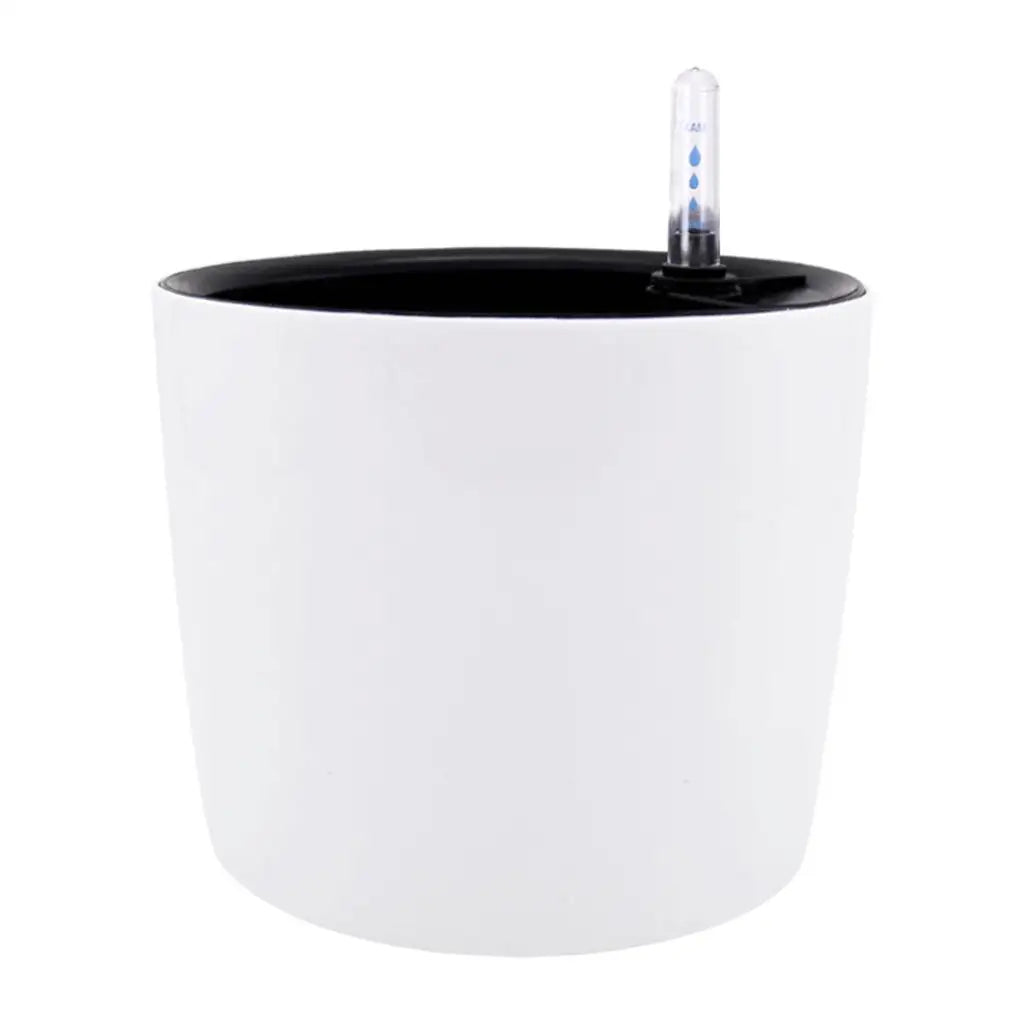 Round Self-watering Plant Flower Pot Water Level Indicator Plastic Zpaxo White