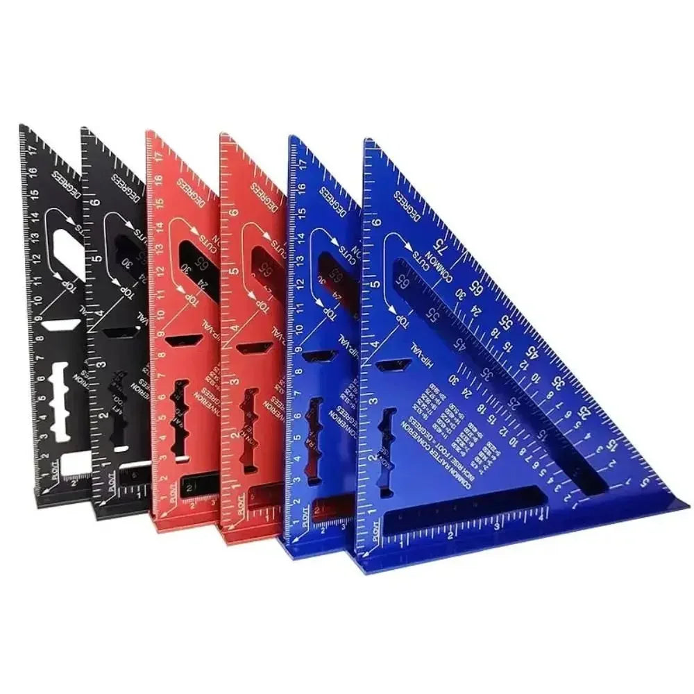 New 7Inch Triangle Ruler Measurement Tool Aluminium Alloy Carpenter Tools Inch Metric Angle Ruler Speed Square Woodworking Tools Zpaxo