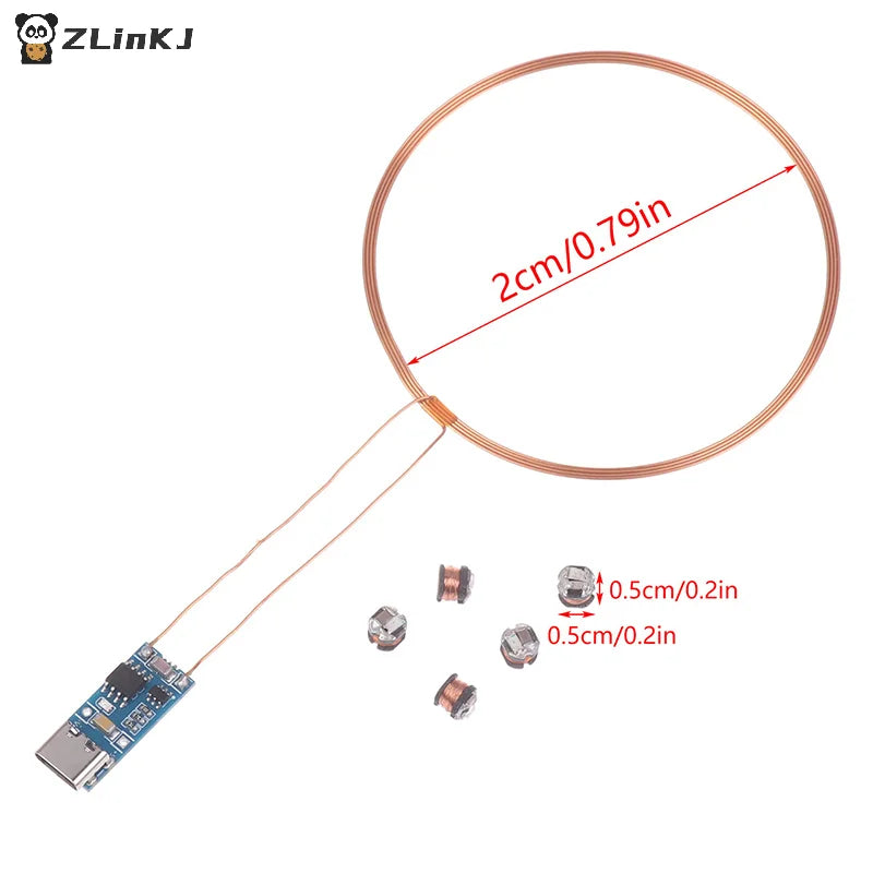 ▶5Pcs DC 5V Wireless Power Supply Transmitter Coil USB Wireless Receiver LED Light Induction Lamp Toys Model Robots Sand Table Zpaxo