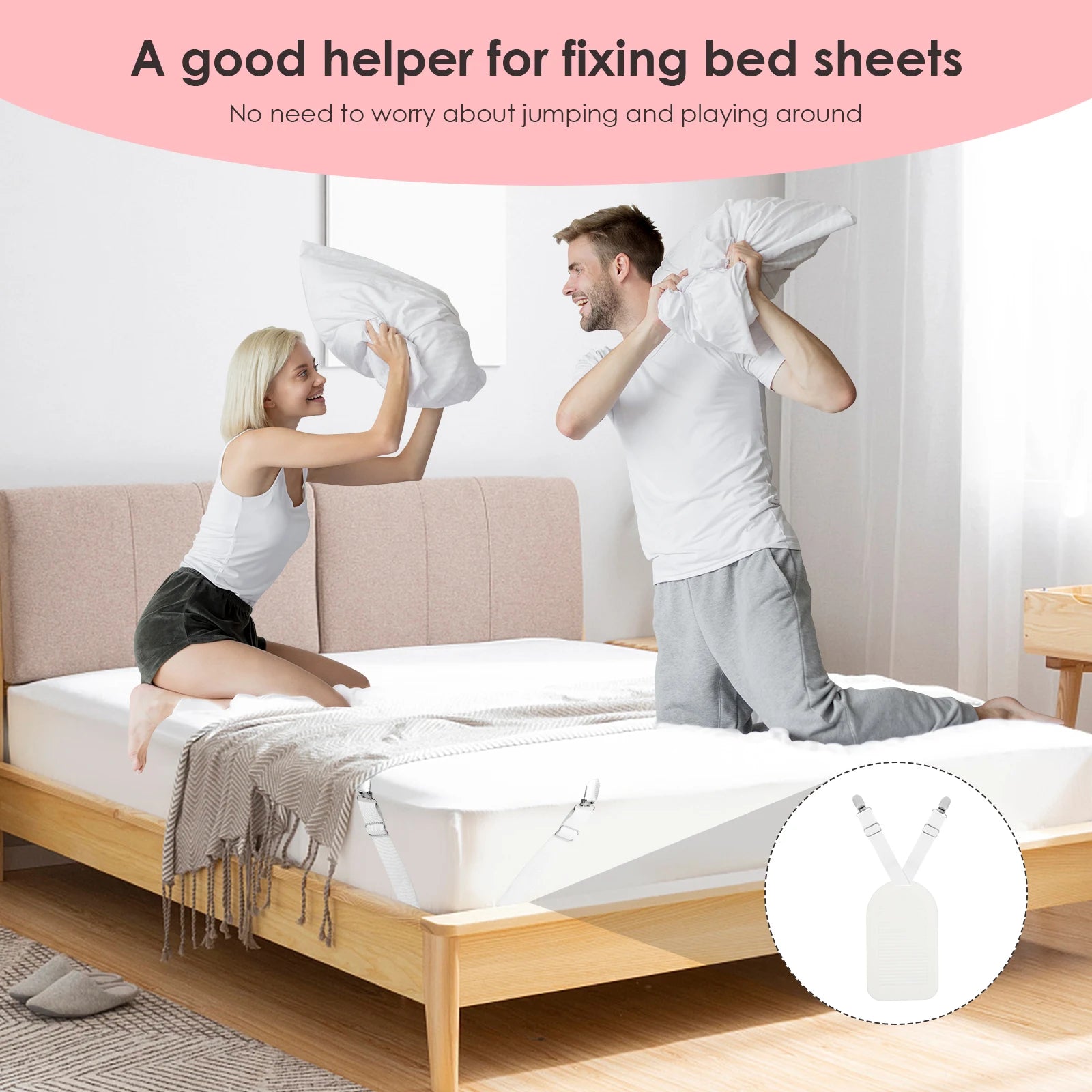 4Pcs Bed Sheet Straps Adjustable Elastic Length Bed Sheet Holders Mattress Clip Fasteners Cover Blankets Grippers Fixing Bedding Zpaxo