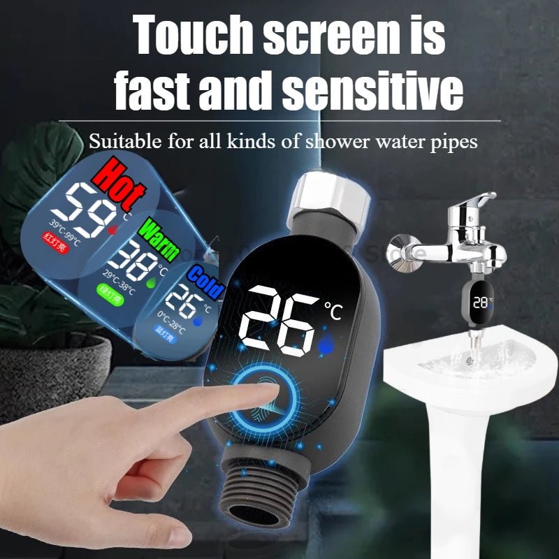 Home Water Shower Thermometer with Led Display 0℃~99℃ Water Accurate Temperature Measurement Waterproof SmartMeter Bathroom Zpaxo