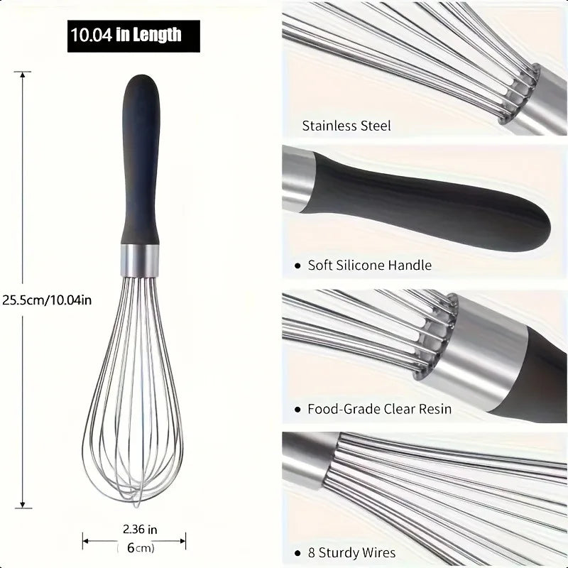 Stainless Steel Balloon Whisk Soft Silicone Handle Durable Cooking