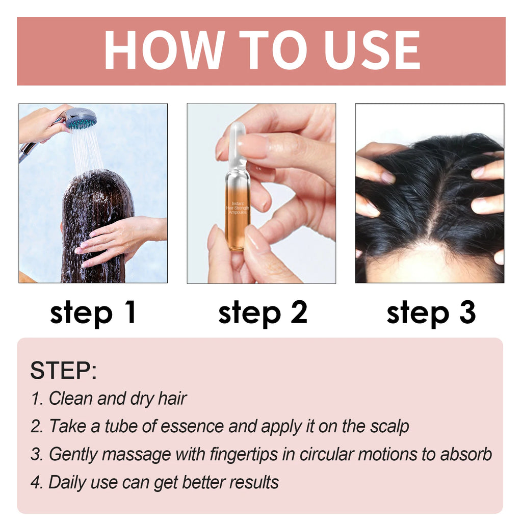Hair Growth Ampoules Regrowth Anti Hair Loss Repair Split End Dry Damaged Hair Essential Oil Nourishing Scalp Portable Hair Care Zpaxo